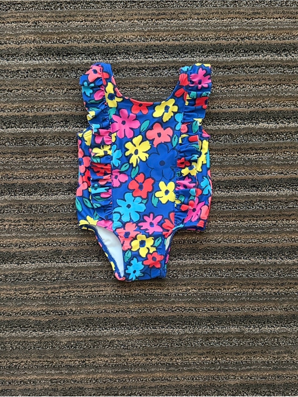 Harper Canyon Baby Girl Bright Blue Floral Ruffle One-Piece Swimsuit